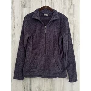 Athleta Womens Fleece Pullover‎ Size Small Gray Sherpa Swirl Pattern Half Zip